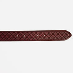 The Layla Burgundy Woven Pattern Leather Belt - Vinci Leather