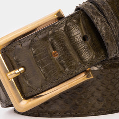 The Bethesda Green Pythn Snk Leather Belt - Vinci Leather