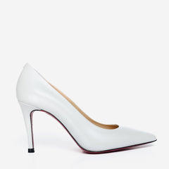The Ege White Leather Pump Fuchsia Sole Shoe - Vinci Leather
