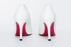 The Ege White Leather Pump Fuchsia Sole Shoe - Vinci Leather
