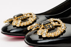 The Foggia Black Leather Block Heel Pump Shoe - Vinci Leather