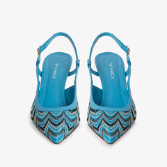 The Napoli Blue Leather Slingback Sandal - Vinci Leather