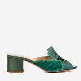 The Magnolia Green Glitter Leather Sandal - Vinci Leather