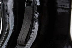 The Tackle Black Patent Leather Block Heel Boot - Vinci Leather