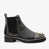 The Vuvulane Black Spike Leather Ankle Boot - Vinci Leather