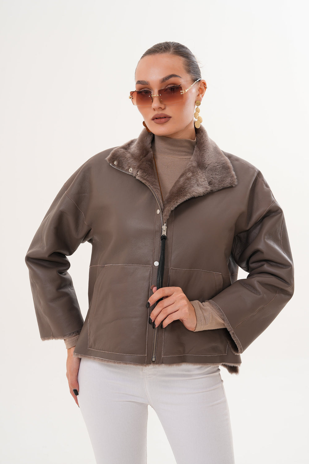 The Geneva Reversible Shearling Leather Jacket - Vinci Leather