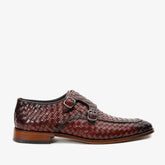 The Turan Burgundy Woven Double Monk Strap Dress Shoe - Vinci Leather
