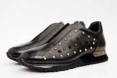 The Infanta Black Spike Leather Sneaker Limited Edition - Vinci Leather