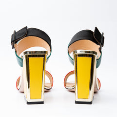 The Niger Block Heel Multicolor Leather Sandal - Vinci Leather