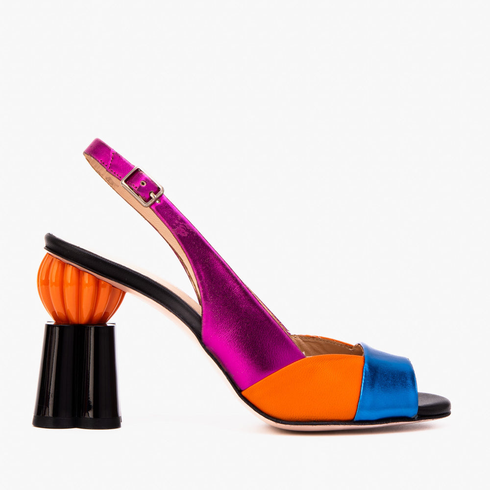 The Rize Multicolor Pumpkin Heel Leather Sandal - Vinci Leather