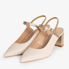 The Pompei Cream Leather Slingback Sandal - Vinci Leather