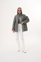 The Sierra Olive Green Leather Jacket - Vinci Leather