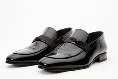 The Dodoma Black Patent Leather Loafer Shoe - Vinci Leather