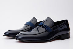 The Dodoma Navy Patent Leather Loafer Shoe - Vinci Leather