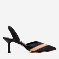 The Riviera Black Raffia Slingback Sandal - Vinci Leather
