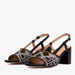 The Nampula Black Leather Slingback Sandal - Vinci Leather