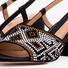 The Nampula Black Leather Slingback Sandal - Vinci Leather