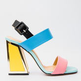 The Niger Multicolor Block Heel Leather Sandal - Vinci Leather