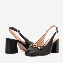 The Potomac Black Slingback Leather Sandal - Vinci Leather