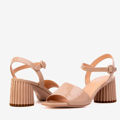 The Bamba Cream Patent Leather Sandal - Vinci Leather