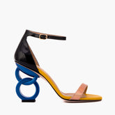 The Helix Heel Rose Gold Leather Sandal - Vinci Leather