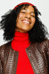 The Mekke Pythn Skin Brown Leather Jacket - Vinci Leather