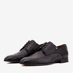 The Porto Alegre Black Leather Derby Shoe - Vinci Leather