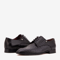 The Porto Alegre Black Leather Derby Shoe - Vinci Leather