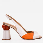 The Rize White Leather Pumpkin Heel Sandal - Vinci Leather