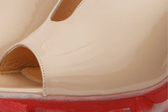 The Caratal Cream Patent Leather Sandal - Vinci Leather