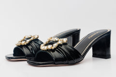 The Micro Black Leather Sandal - Vinci Leather