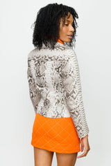 The Queen Pythn Leather Naturel Color Skin Jacket - Vinci Leather
