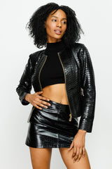 The Mekke Pythn Skin Black Leather Jacket - Vinci Leather