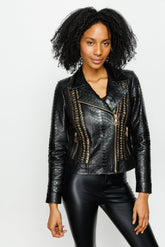The Nayro Pythn Black Leather Jacket - Vinci Leather