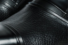 The Everest Black Leather Cap Toe Dress Loafer Shoe - Vinci Leather