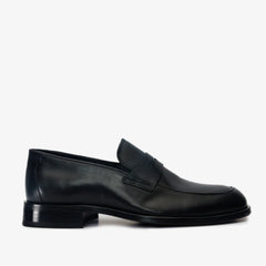 The Marinka Black Leather Shoe Penny Loafer Shoe - Vinci Leather