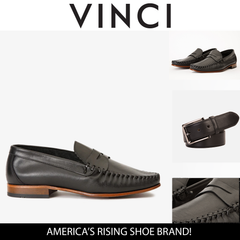 The Eregli Black Leather Penny Loafer Shoe - Vinci Leather