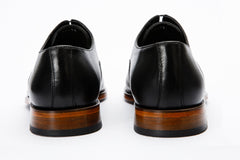 The Gambaha Black Leather Quarter Brogue Cap Toe Oxford Shoe - Vinci Leather