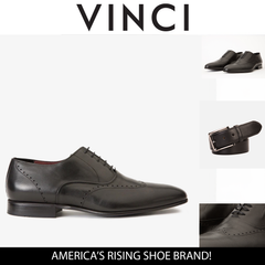 The Roma Black Leather Wingtip Oxford Shoe - Vinci Leather