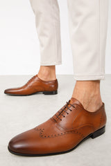 The Roma Tan Leather Wingtip Oxford Shoe - Vinci Leather
