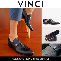The Kazablanka Navy Leather Bit Loafer Shoe - Vinci Leather