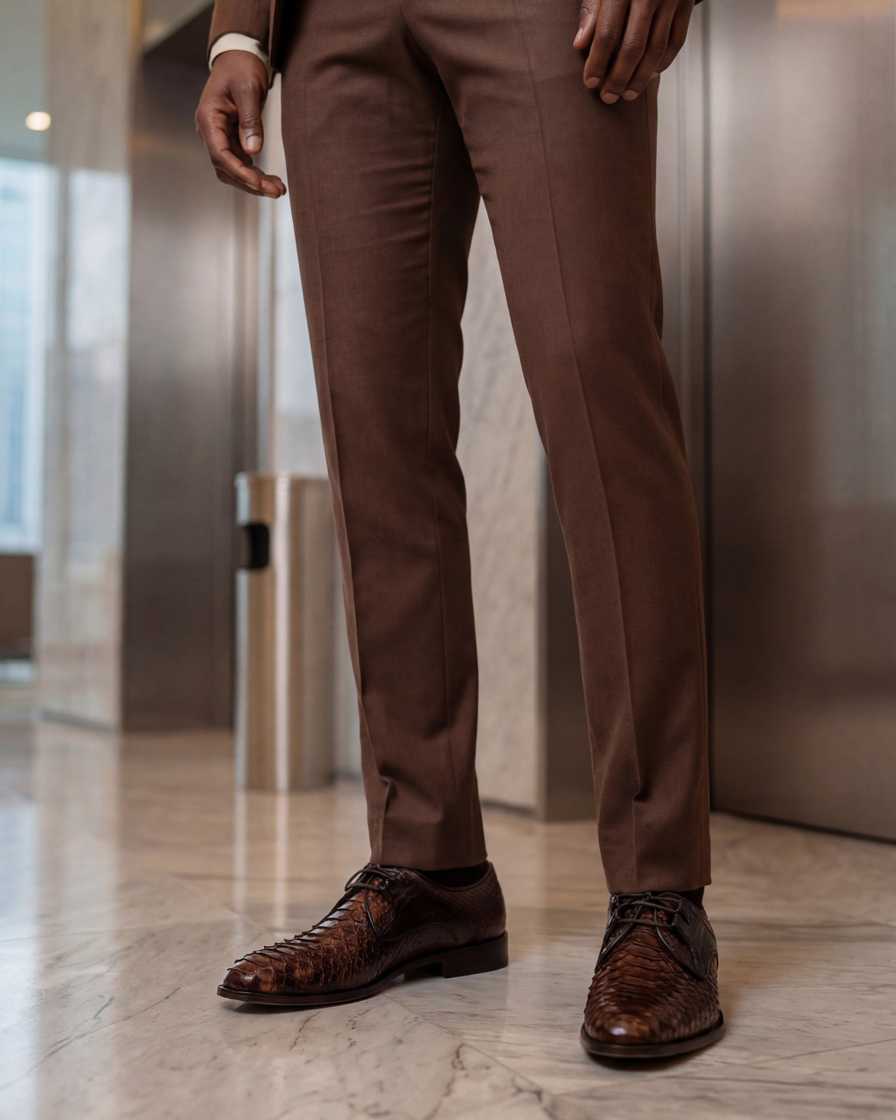 The Valmont Tan Python Leather Derby Shoe - Vinci Leather