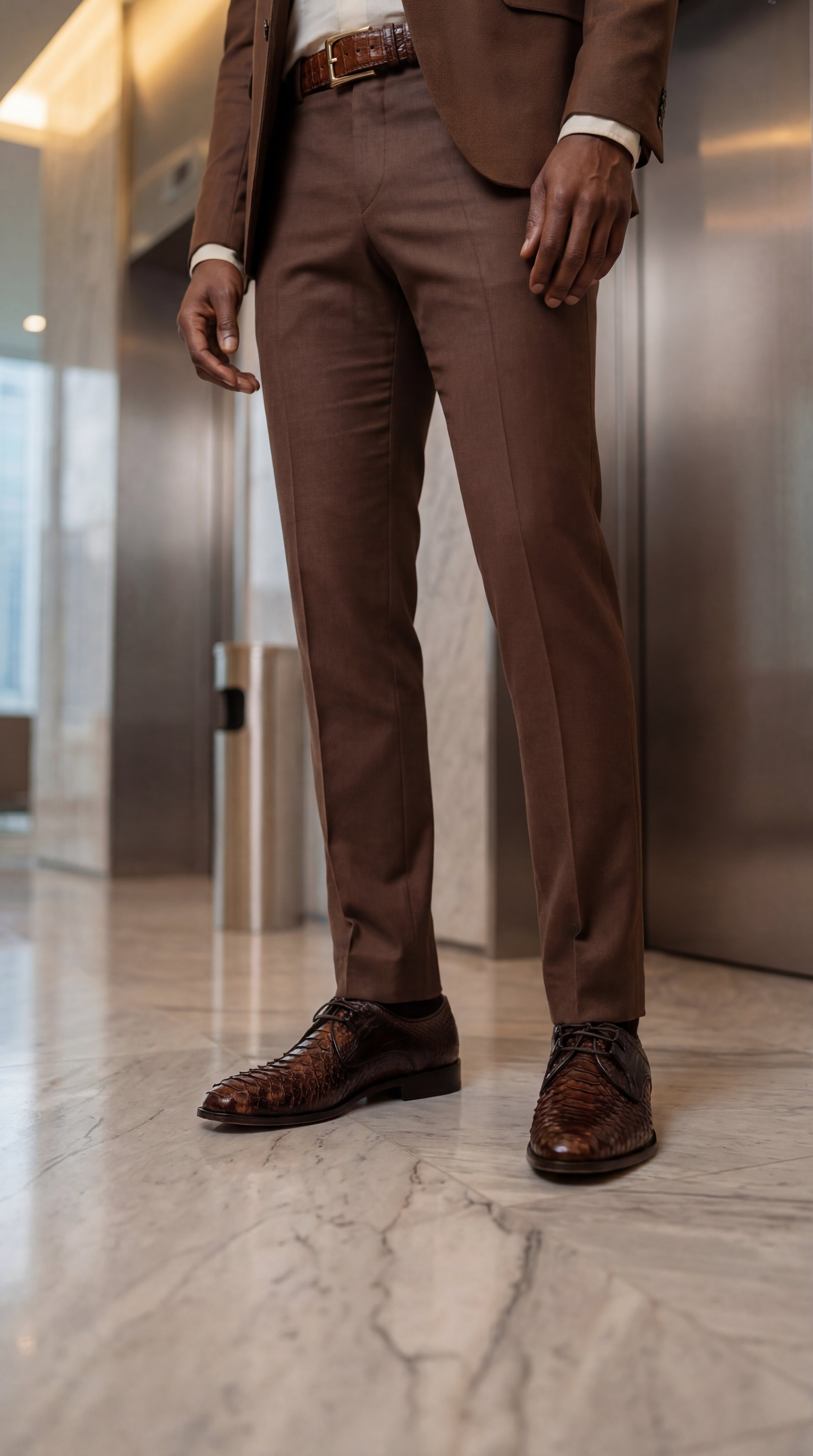 The Valmont Tan Python Leather Derby Shoe - Vinci Leather