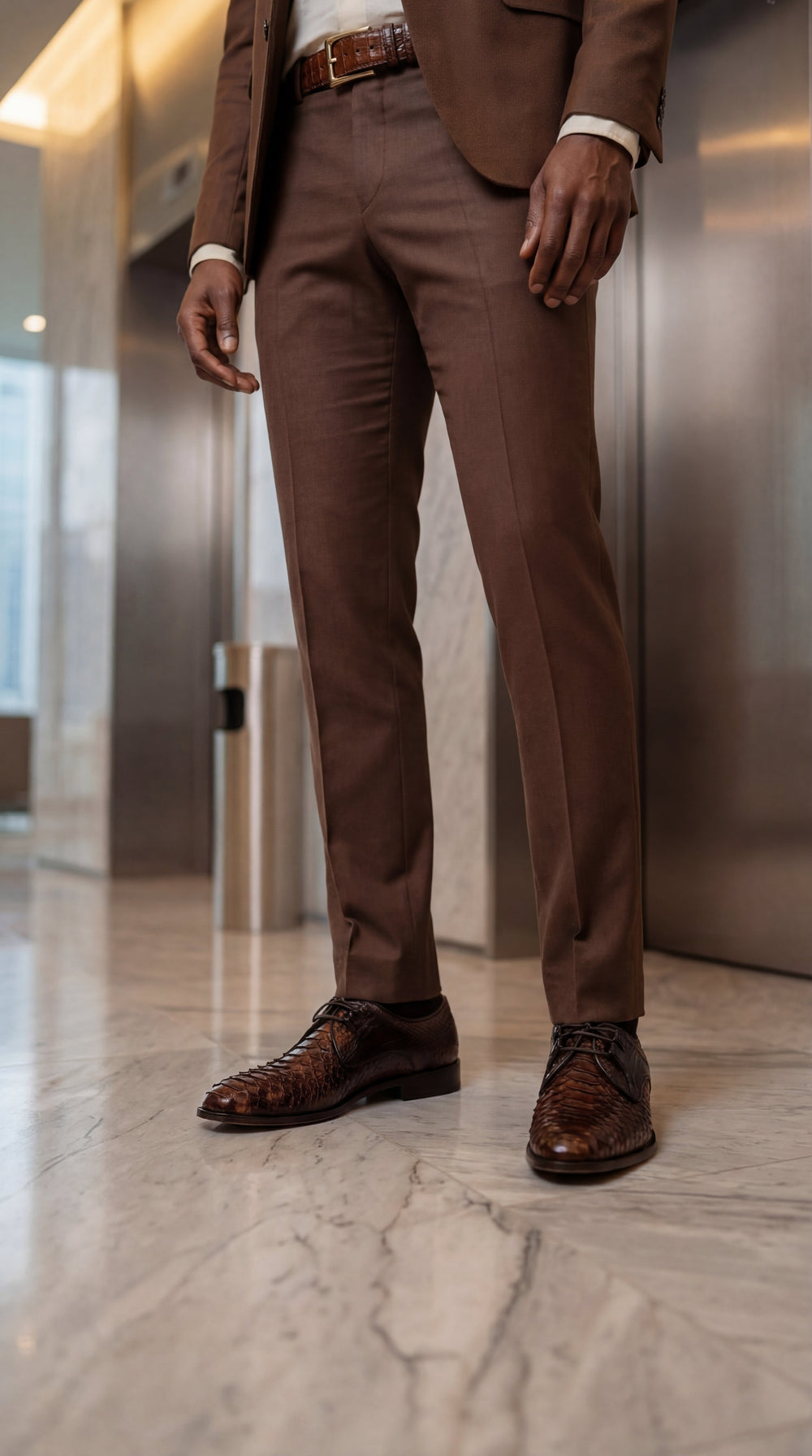 The Valmont Tan Python Leather Derby Shoe - Vinci Leather