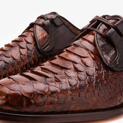 The Valmont Tan Python Leather Derby Shoe - Vinci Leather