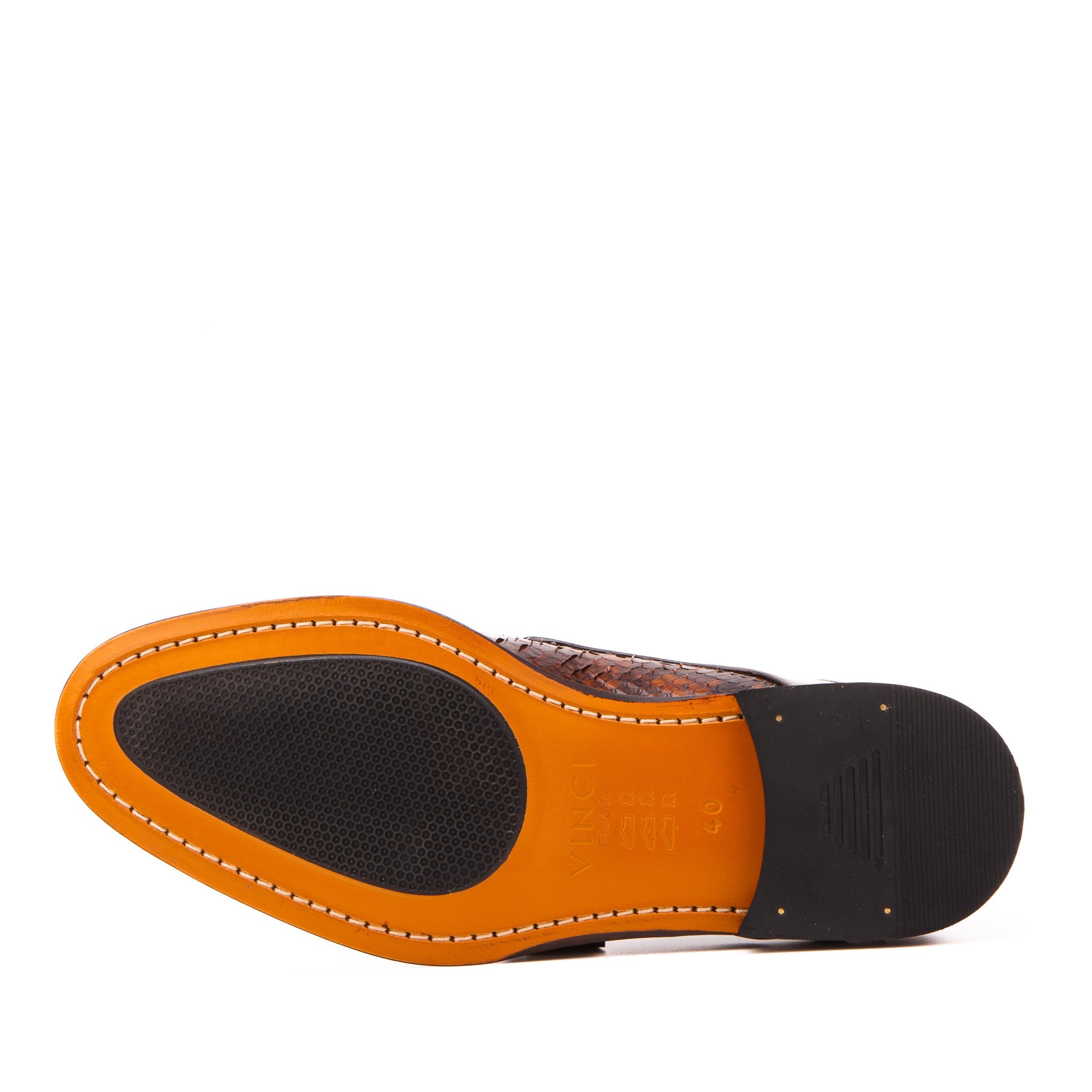 The Valmont Tan Python Leather Derby Shoe - Vinci Leather