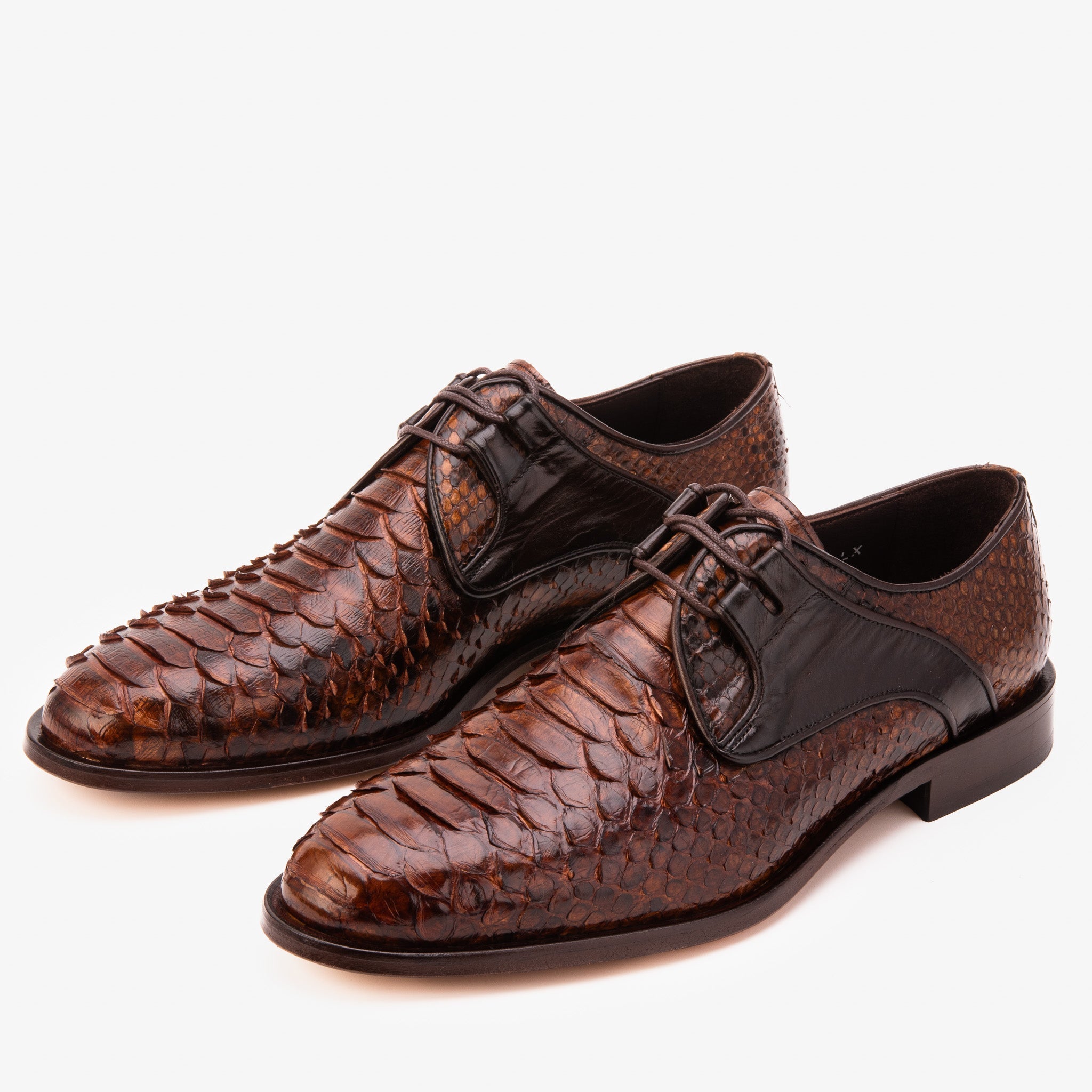 The Valmont Tan Python Leather Derby Shoe - Vinci Leather