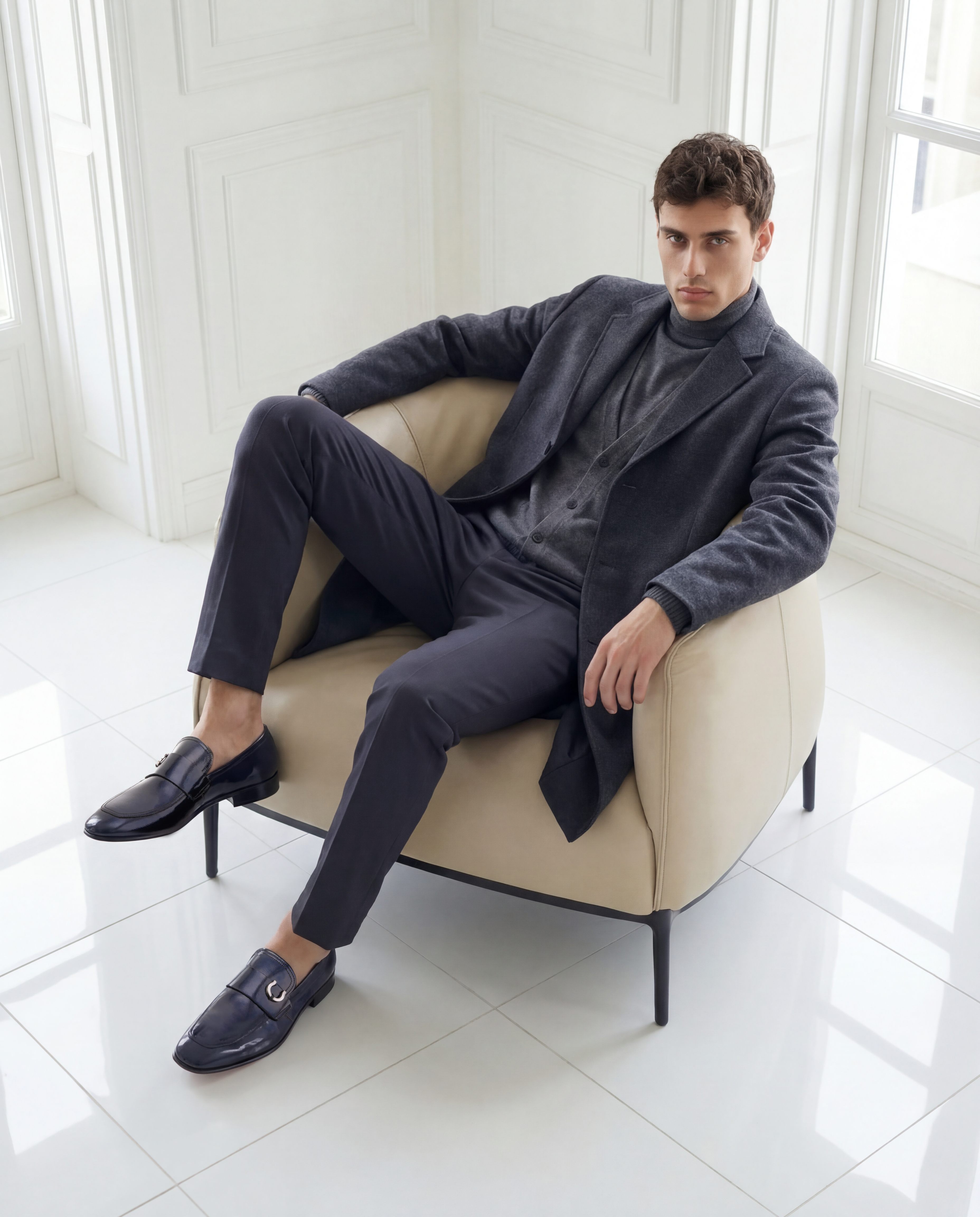 The Blackwell Navy Patent Bit Loafer Shoe - Vinci Leather