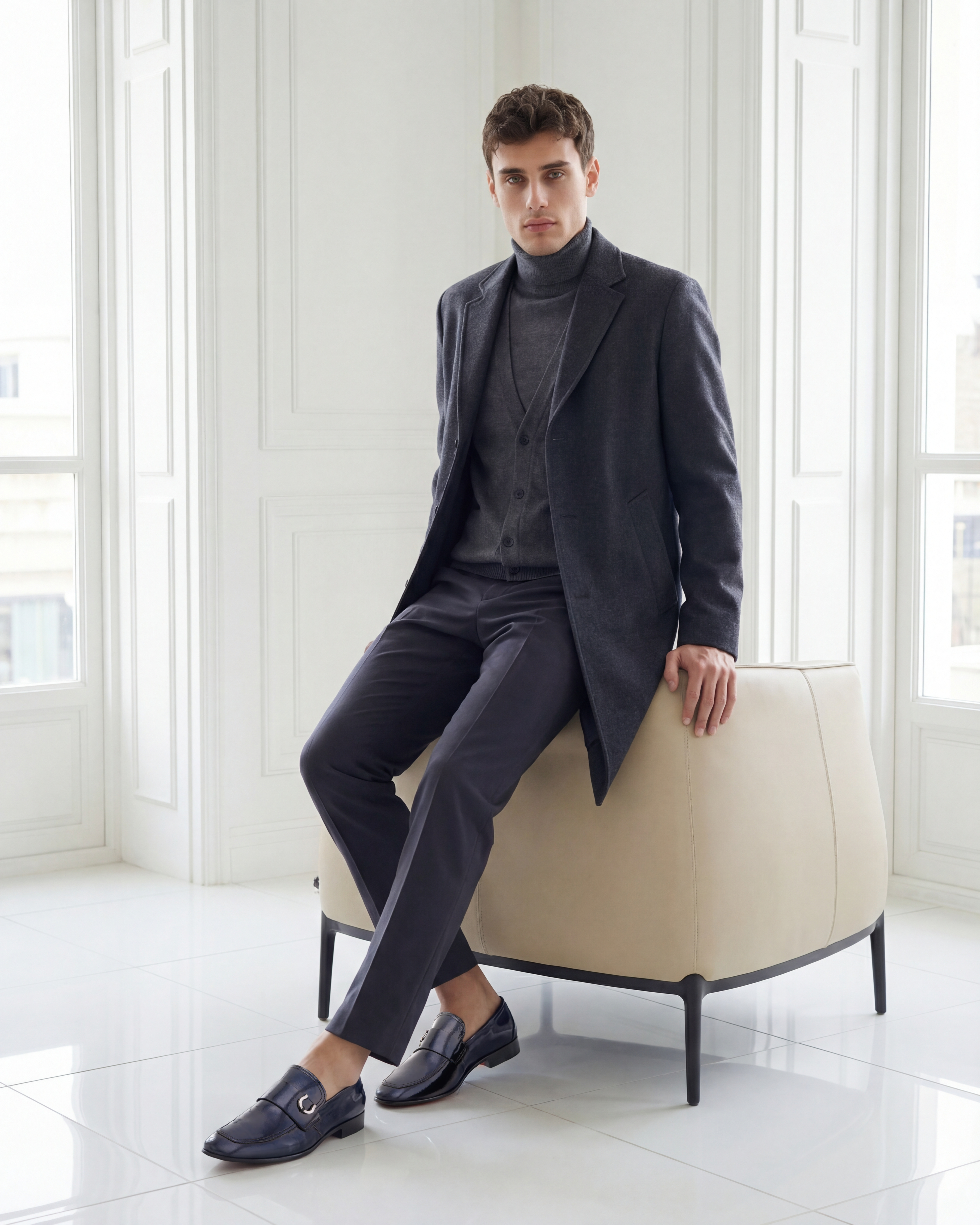 The Blackwell Navy Patent Bit Loafer Shoe - Vinci Leather