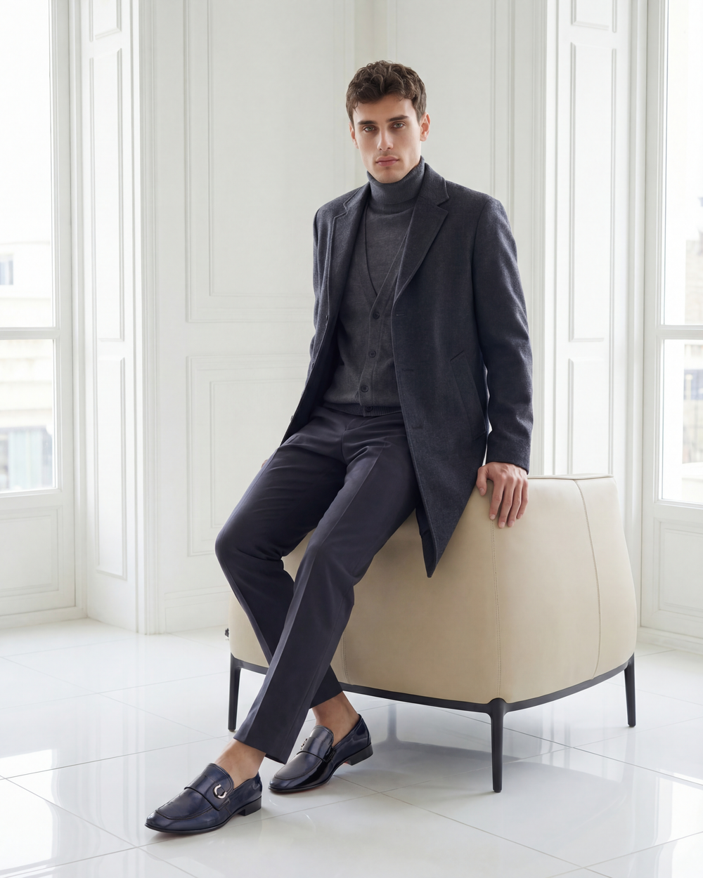The Blackwell Navy Patent Bit Loafer Shoe - Vinci Leather